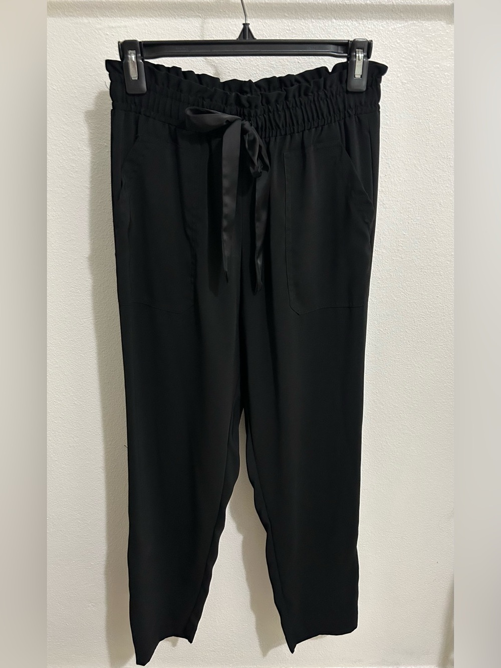 Zara Black Paperbag Waist Drawstring Trousers
